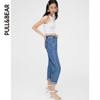 PULL&BEAR 09682209 女士破洞高腰牛仔裤