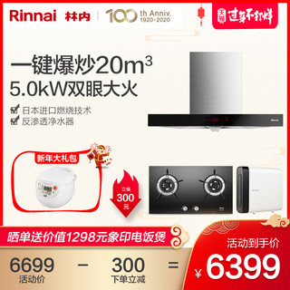 Rinnai 林内 NM05T+2E03M+RO63-A顶吸油烟机燃气灶净水器新品套装