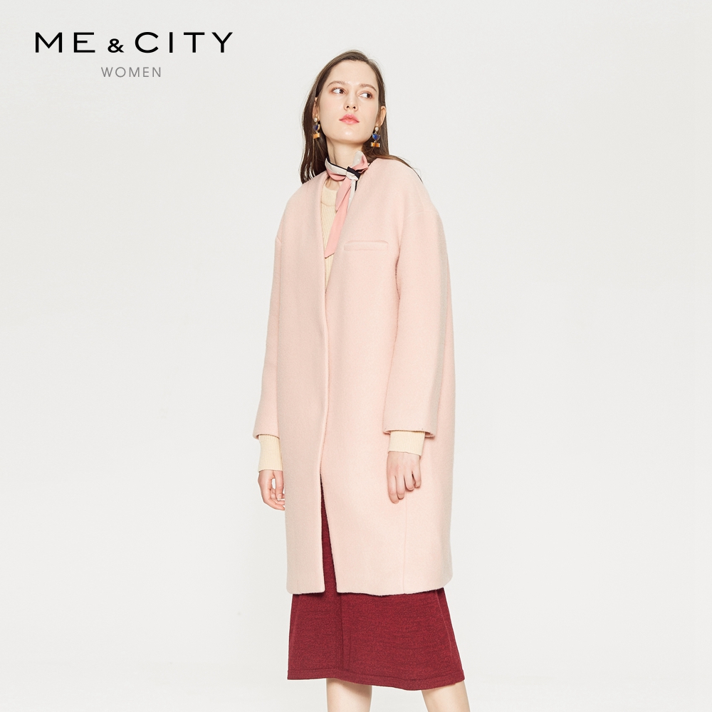 ME&CITY 539900-77915 羊毛混纺大衣 复古白  160/84A