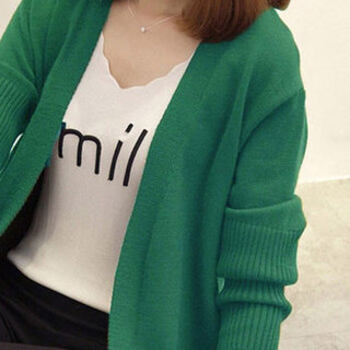 亚瑟魔衣针织衫女开衫秋季韩版女装宽松口袋中长款显瘦毛衣外套SH-608  绿色 均码