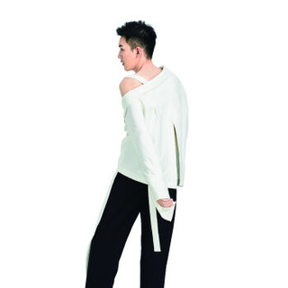 XIMONLEE2018秋冬系列 纯白不规则袖衬衫背带外套 S