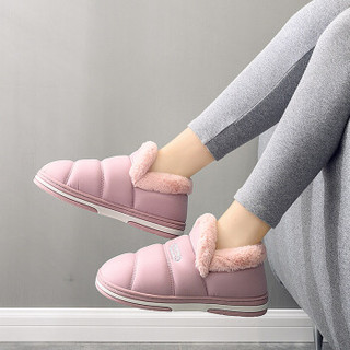 酷趣Coqui 经典舒适毛绒加厚保暖包跟棉拖鞋女款 粉红35-36 CQ2251