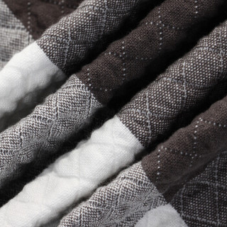 三利 棉布复古彩格毛巾被 菱格缝线空调毯子 居家办公午休四季通用盖毯 双人200×230cm 涅色