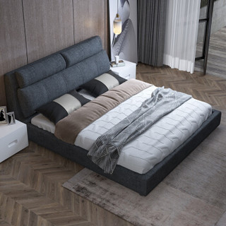 A家家具 床 现代简约双人床 北欧小户型可拆洗布艺床（三色可选留言备注）1.5米床+床垫*1 DA0126-150