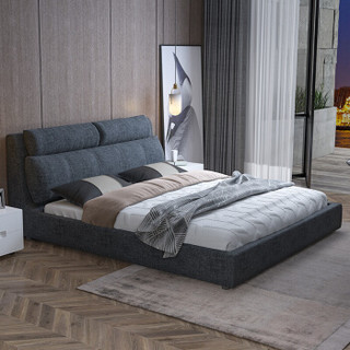 A家家具 床 现代简约双人床 北欧小户型可拆洗布艺床（三色可选留言备注）1.5米床+床垫*1 DA0126-150