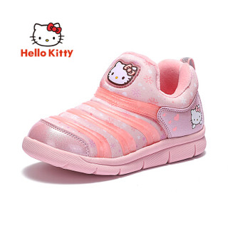 HELLOKITTY 童鞋女童运动鞋 冬季新款儿童保暖毛毛虫休闲鞋 K854A3811浅粉30