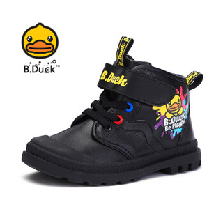 小黄鸭（B.Duck）童鞋男童靴子 新款儿童休闲保暖时尚靴 B598A3065黑色36