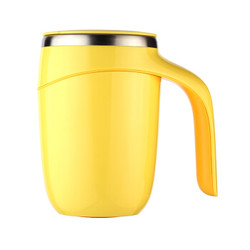 台湾Artiart创意不倒杯 不锈钢内胆马克杯 家用 办公室水杯 简约带盖水杯子450ML 黄色+凑单品