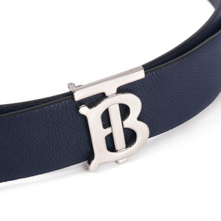 BURBERRY 巴宝莉/博柏利 男士海军蓝色黑色皮革板扣双面皮带腰带 80155931 100cm