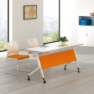 欧宝美办公桌培训桌会议折叠桌长条桌阅览桌接待桌1200*400橙色