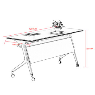 欧宝美办公桌培训桌会议折叠桌长条桌阅览桌接待桌1200*400橙色