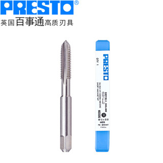 百事通（PRESTO）进口高速钢丝攻M1.6X0.35公制直槽手用机用丝锥