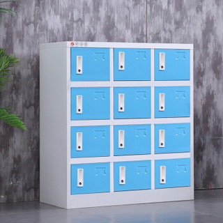 富路达 更衣柜蓝色小十二门办公室员工储物衣柜办公柜