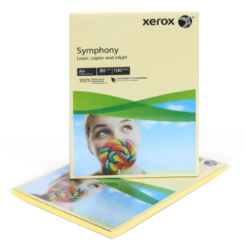 施乐（Xerox）黄色 80g A4 彩色复印纸 100张/包（100张）