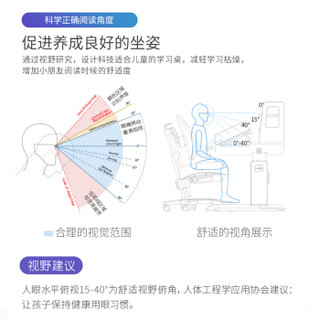 七色花（COLOFOW）儿童学习桌进口实木小学生书桌写字桌 榉木可升降书桌家用课桌椅套装DE2蓝色带扶手 E400