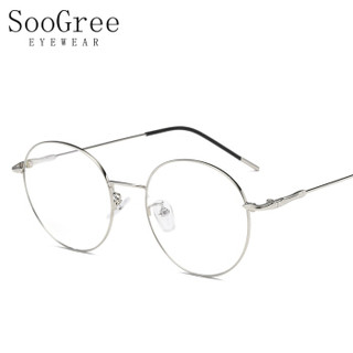 SooGree防蓝光眼镜男女近视光学眼镜框眼镜架复古个性优雅圆框可配镜G9004 防蓝光1.67镜片适合600-800度内