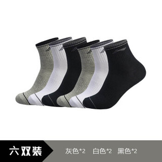 李宁LI-NING官方男子中袜六双装新品训练系列AWSP343
