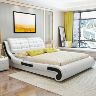 摩高空间轻奢皮床双人床1.5米床卧室床婚床简美床大床