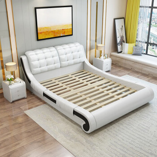 摩高空间轻奢皮床双人床1.5米床卧室床婚床简美床大床