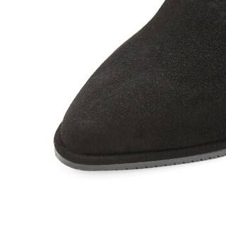 STUART WEITZMAN 斯图尔特·韦茨曼 女士黑色羊皮低跟长筒靴 HETTIE BLACK SUEDE 39