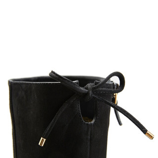 STUART WEITZMAN 斯图尔特·韦茨曼 女士黑色羊皮低跟长筒靴 HETTIE BLACK SUEDE 39