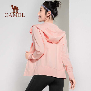 骆驼 CAMEL Y9W1U8607 骆驼女士长袖连帽运动外套  女士修身显瘦透气户外出行瑜伽服饰 珊瑚粉 L