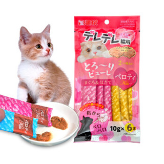 日本盛来知SUNRISE 猫零食 猫条金枪鱼+鲣鱼/鸡肉/扇贝肉泥三包组合装10g*18