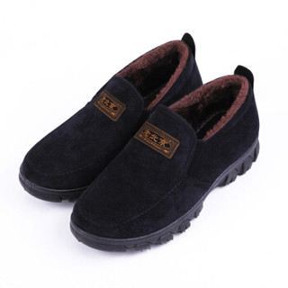 维致 老北京布鞋加绒加厚 中老年爸爸鞋保暖防滑透气休闲棉鞋 WZ6004 黑色 42