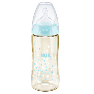 NUK 宽口径PPSU彩色新生婴儿奶瓶配自然实感(6-18个月硅胶中圆孔)星星款300ml
