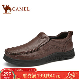 骆驼（CAMEL） 牛皮软底舒适商务休闲男士皮鞋 A932287760 暗棕 44