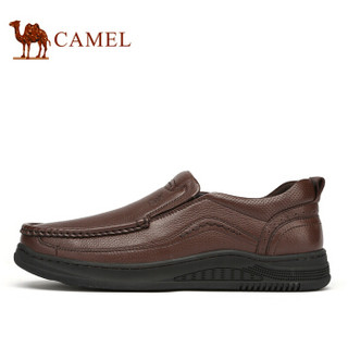 骆驼（CAMEL） 牛皮软底舒适商务休闲男士皮鞋 A932287760 暗棕 44