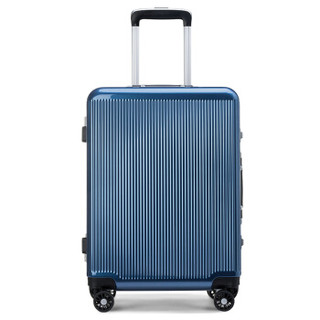卡拉羊铝框拉杆箱20英寸可登机行李箱男女万向轮旅行箱商务出差密码箱子CX8635深海蓝