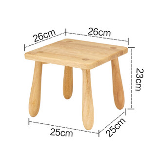 心家宜 小板凳实木小凳子换鞋凳 家用矮凳客厅卧室圆凳简约小木凳 正方形 原木色98772N
