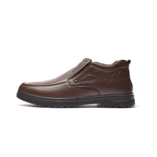 富贵鸟（FUGUINIAO）商务休闲棉鞋套脚英伦男士皮鞋短靴D706121C 暗棕 40