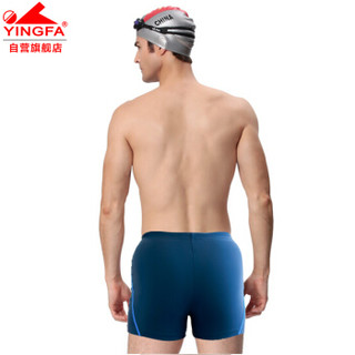 英发（YINGFA）泳裤 男士舒适不贴身温泉度假两侧线条平角游泳裤 Y3567 -2 蓝色 XXXXL