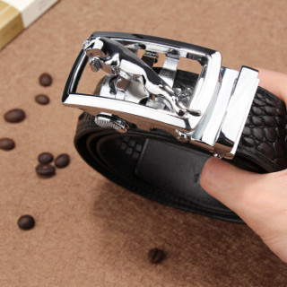 vvbrown轻奢真鳄鱼皮男士腰带休闲商务自动扣潮流男皮带合金豹扣送