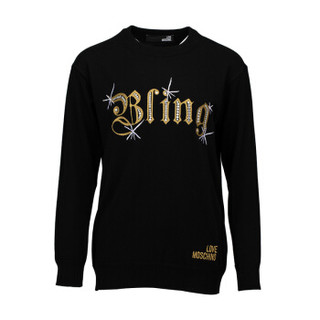 LOVE MOSCHINO 莫斯奇诺 黑色“Bling”字母毛衣 W S G99 11 X 0683 C74 46 女款