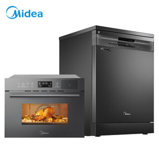 美的（Midea）13套热风烘干洗碗机J10+嵌入式家用多功能烤箱R3