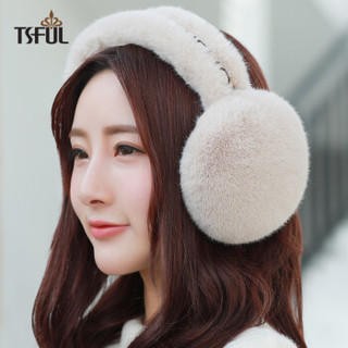 Tsful  耳罩保暖女韩版冬季加绒纯色卡通可爱耳包学生骑车时尚护耳套耳捂子 ASY98006EZB字母卡其