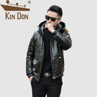 金盾（KIN DON）羽绒服 男2019冬季新款休闲百搭韩版亮面加厚保暖外套 QT2009-Y159-2 黑色 4XL