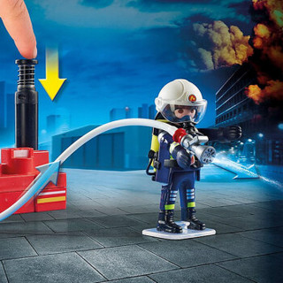 摩比世界（playmobil）德国进口情景场景玩具火警消防带水泵消防员儿童过家家拼插积木小男女孩玩具9468