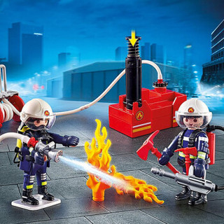 摩比世界（playmobil）德国进口情景场景玩具火警消防带水泵消防员儿童过家家拼插积木小男女孩玩具9468