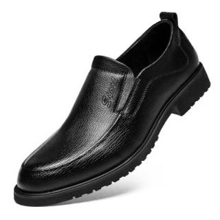 宜驰 EGCHI 商务正装皮鞋子男士休闲舒适一脚蹬工作软底舒适耐磨鞋子男 DH9B32 黑色 44
