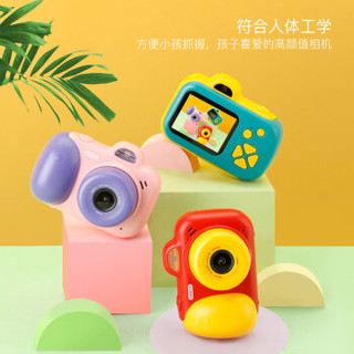 贝恩施儿童玩具迷你智能儿童相机前后双摄高清数码相机男孩女孩玩具儿童生日礼物ZN08红黄