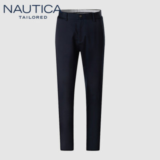 NAUTICA 诺帝卡 2019秋冬新款刺绣直筒西裤男士商务休闲长裤子纯色经典 NXK96271 藏青 38(185/96B)