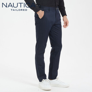 NAUTICA 诺帝卡 2019秋冬新款刺绣直筒西裤男士商务休闲长裤子纯色经典 NXK96271 藏青 38(185/96B)