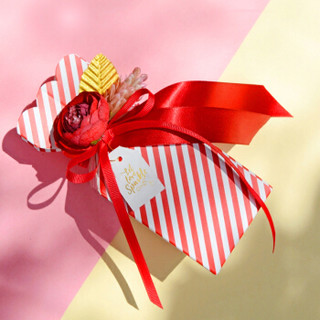 喜糖果盒 成品内含费列罗德芙巧克力礼盒 浪漫欧式婚礼聚会蛋糕盒10个 大号红色条纹花瓶盒 含糖575g