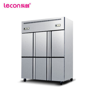 乐创（lecon）商用六门厨房冰箱冷藏立式冷冻冰柜保鲜柜大容量不锈钢双温 六门冰柜 全冷藏直冷款LC-LG601