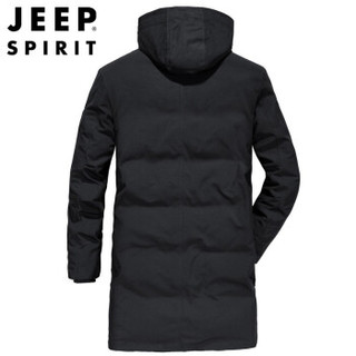 吉普 JEEP 2019秋冬季新款男士中长款大口袋休闲80绒羽绒服青年时尚潮流外套男 XY1517 黑色 M