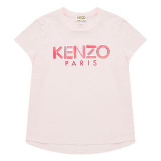 KENZO KIDS 高田贤三 奢侈品童装 19秋冬新款 女童浅粉色棉质短袖T恤 KP10178 32 8A/8岁/128cm